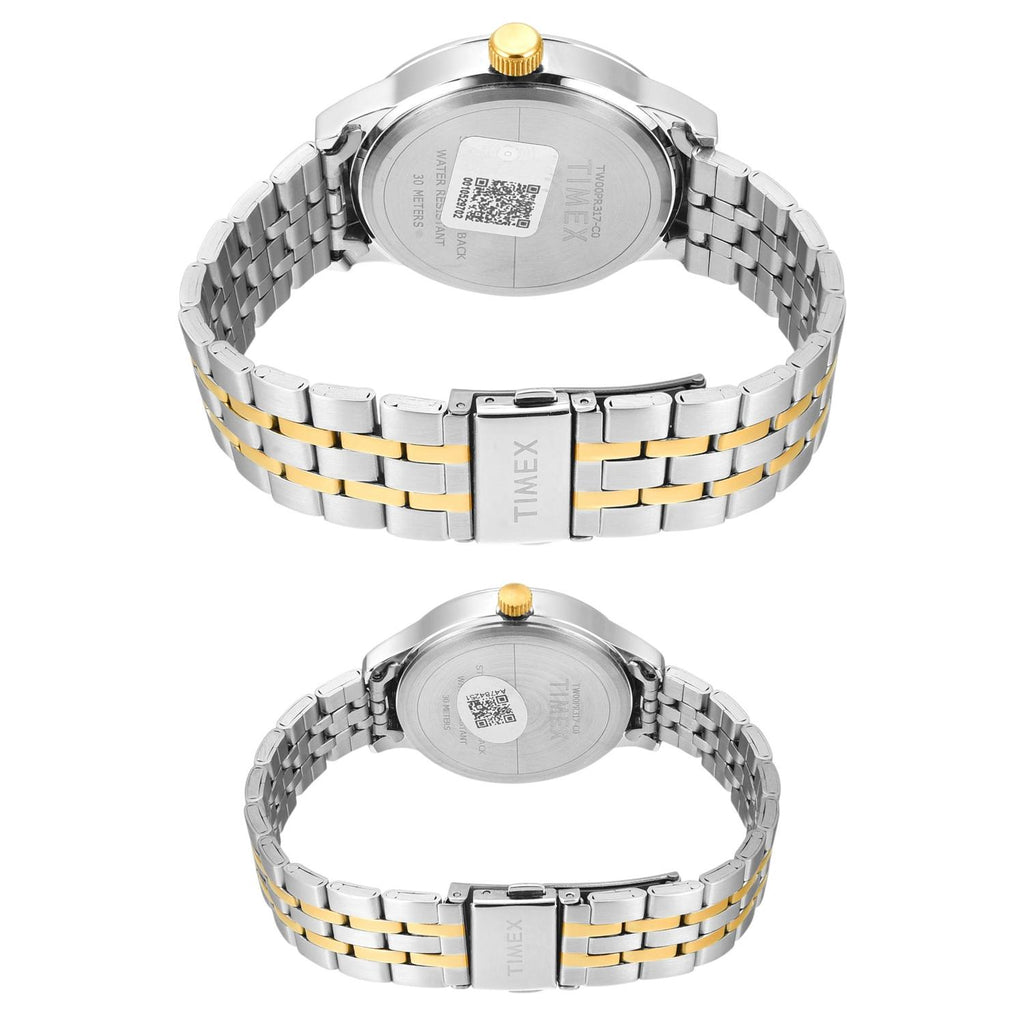 Fashion Couple Quartz Grey Dial Multi-Function Stainless Steel Watch TW00PR317