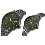 Fashion Couple Quartz Green Dial Multi-Function Stainless Steel Watch TW00PR318