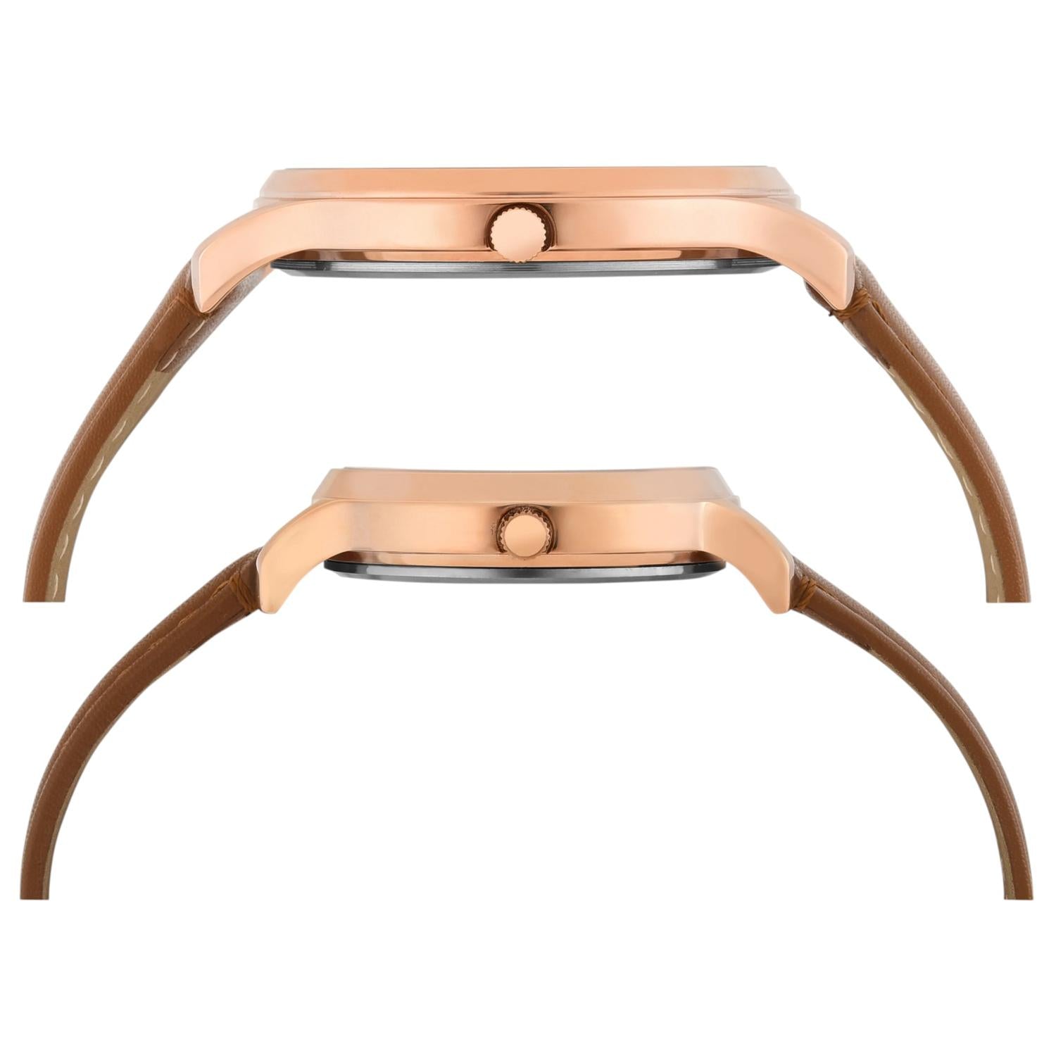 Fashion Couple Quartz Silver Dial Analog Leather Watch TW00PR320