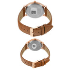 Fashion Couple Quartz Silver Dial Analog Leather Watch TW00PR320