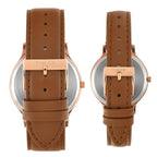 Fashion Couple Quartz Silver Dial Analog Leather Watch TW00PR320