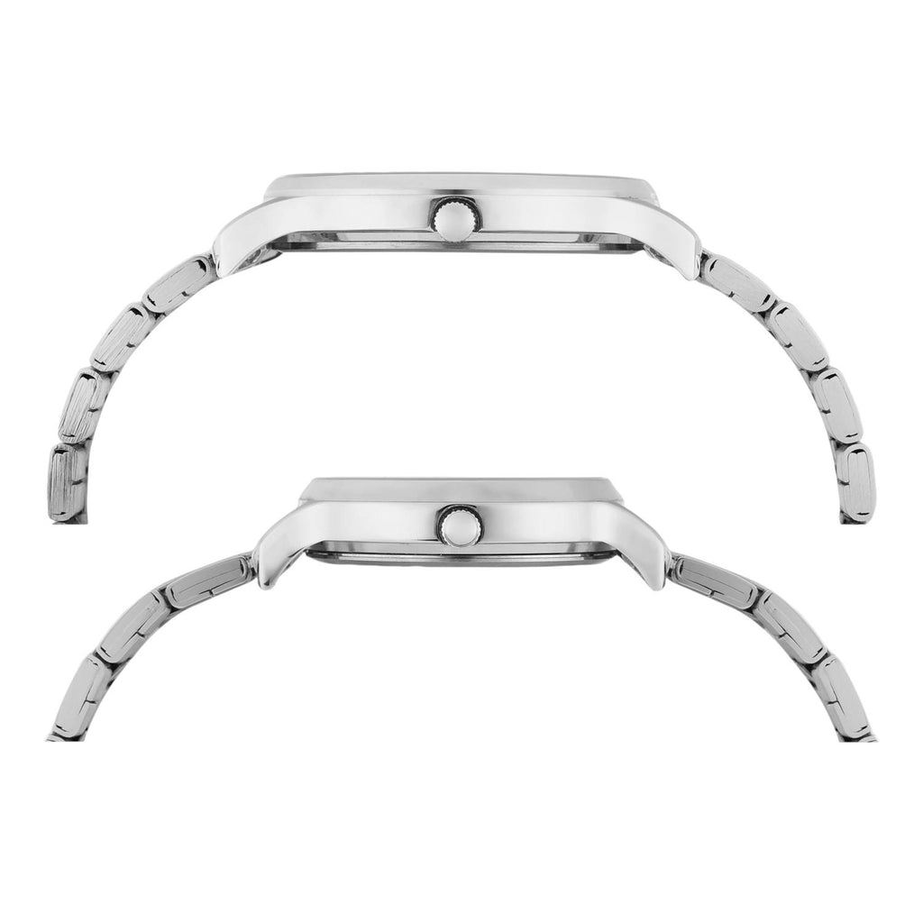 Fashion Couple Quartz Green Dial Analog Stainless Steel Watch TW00PR321