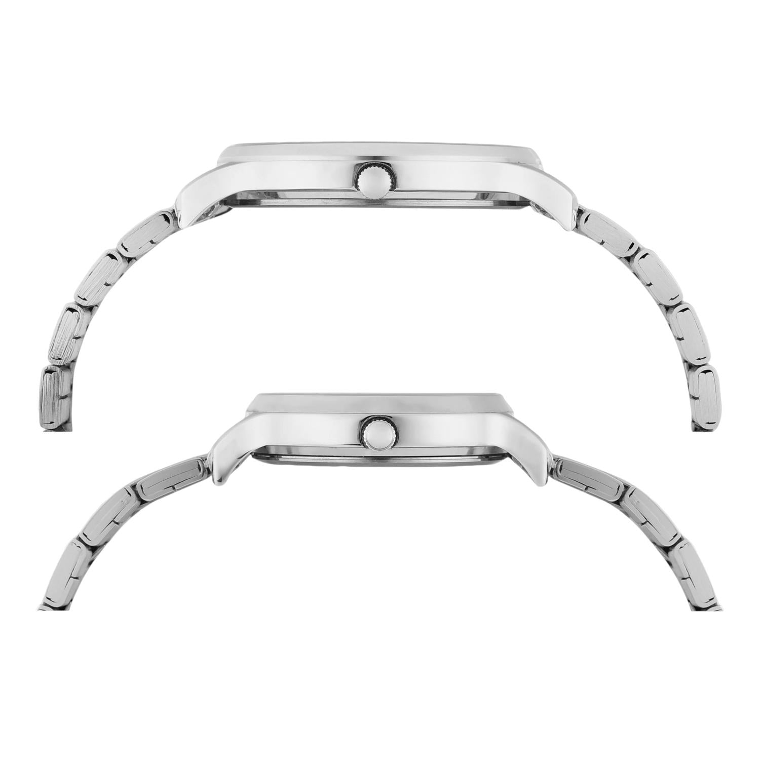 Fashion Couple Quartz Green Dial Analog Stainless Steel Watch TW00PR321