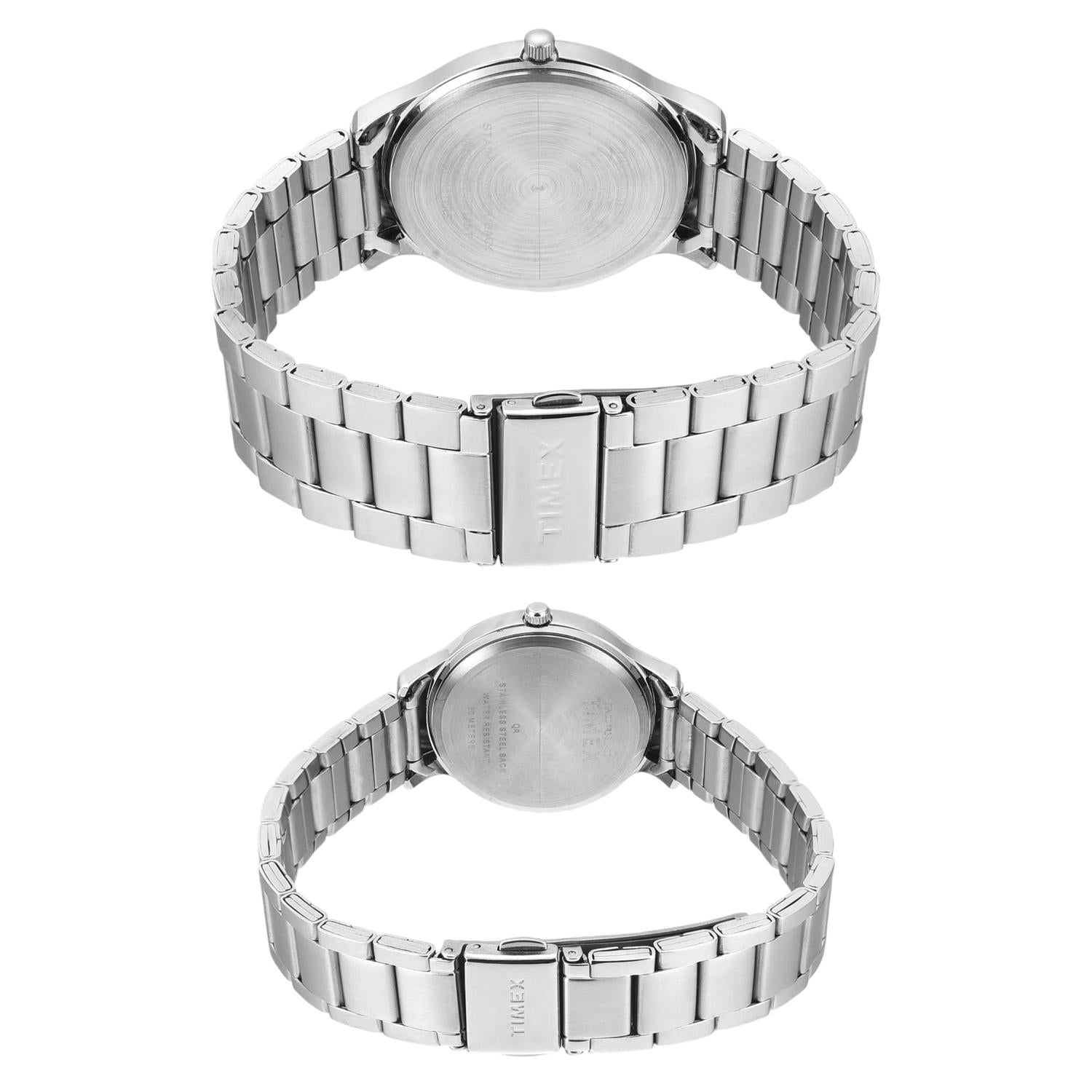 Fashion Couple Quartz Green Dial Analog Stainless Steel Watch TW00PR321