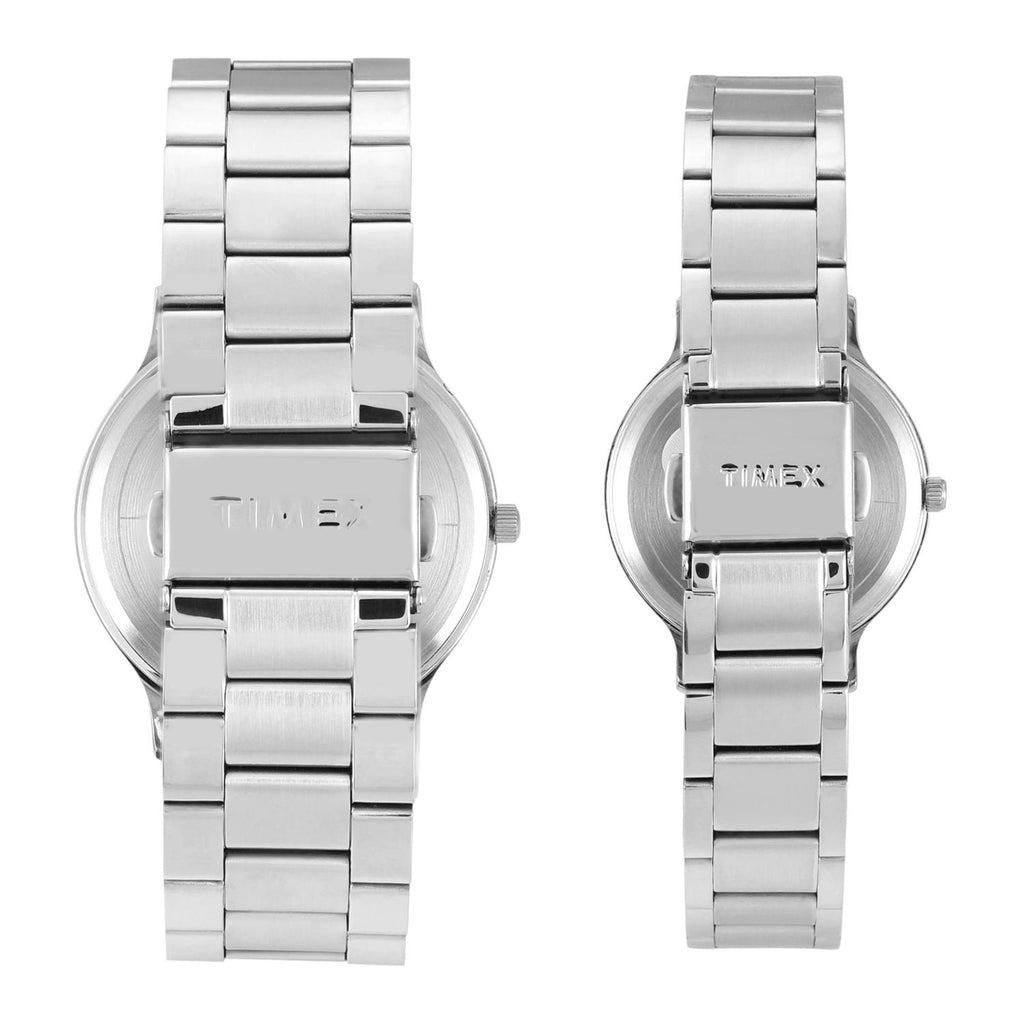 Fashion Couple Quartz Green Dial Analog Stainless Steel Watch TW00PR321