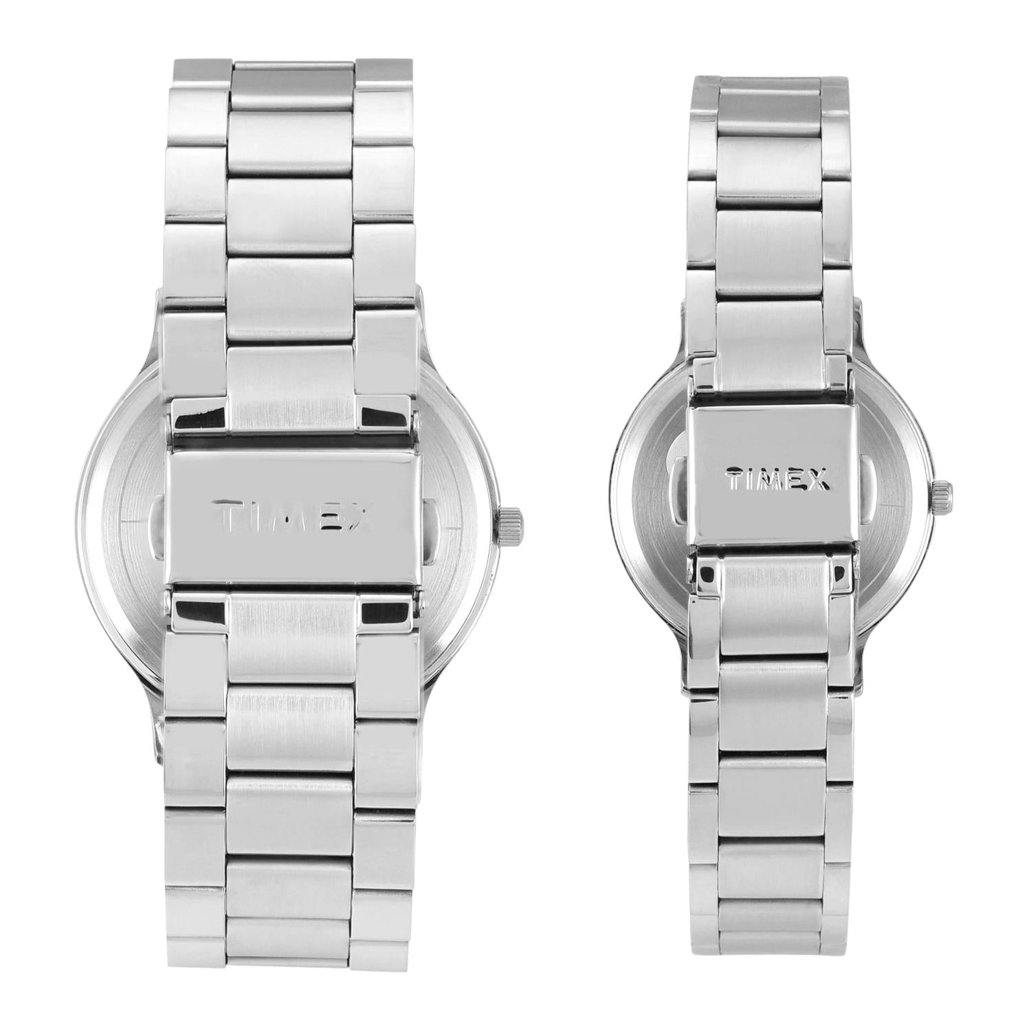 Fashion Couple Quartz Green Dial Analog Stainless Steel Watch TW00PR321