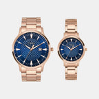 Fashion Couple Quartz Blue Dial Analog Stainless Steel Watch TW00PR322
