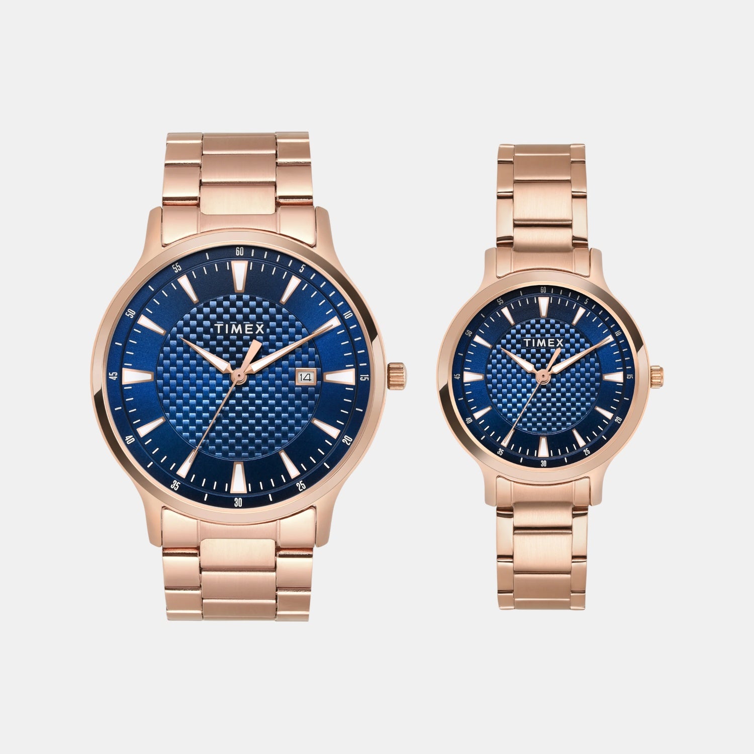 Fashion Couple Quartz Blue Dial Analog Stainless Steel Watch TW00PR322