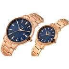 Fashion Couple Quartz Blue Dial Analog Stainless Steel Watch TW00PR322