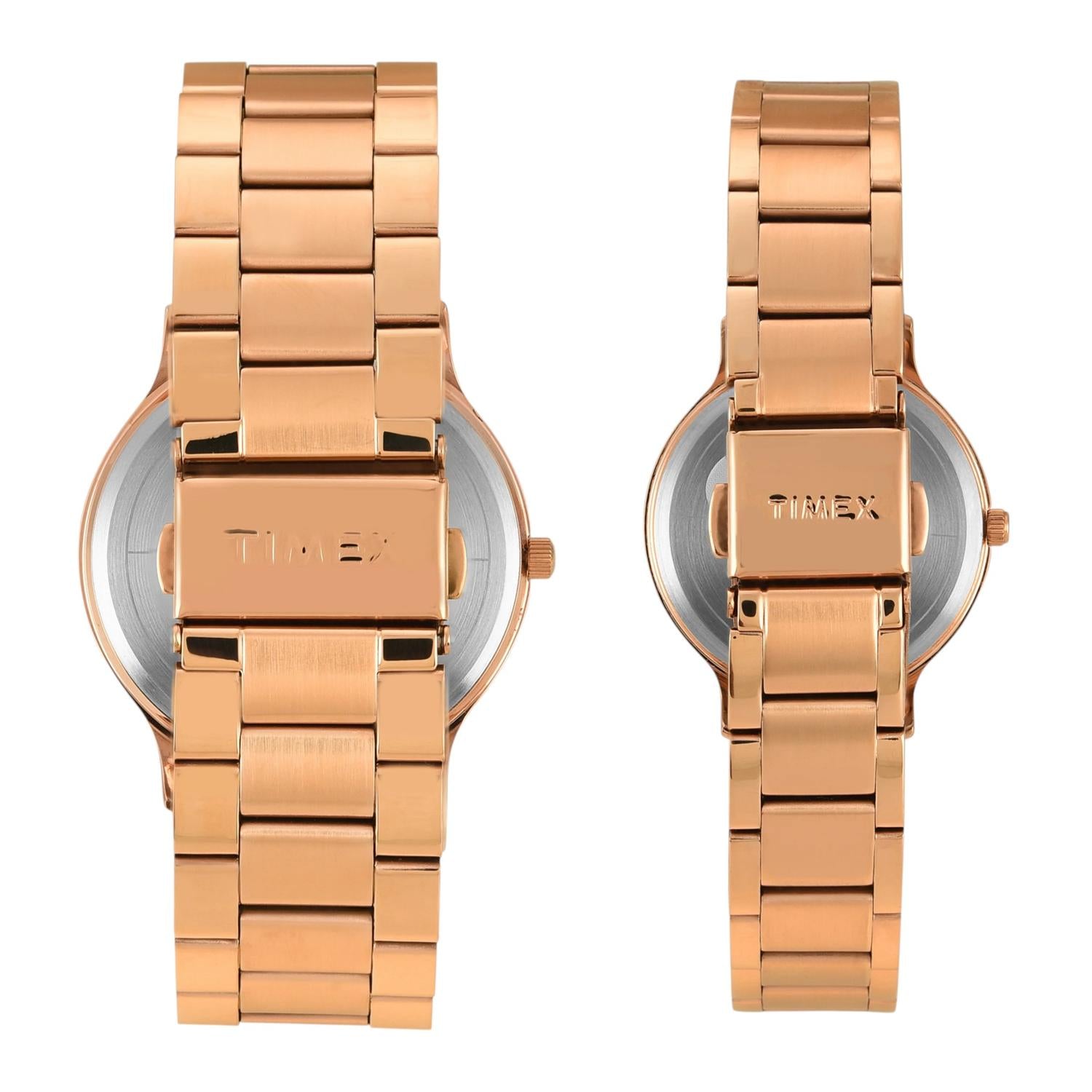 Fashion Couple Quartz Blue Dial Analog Stainless Steel Watch TW00PR322