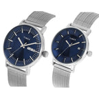 Fashion Couple Quartz Blue Dial Analog Stainless Steel Watch TW00PR323