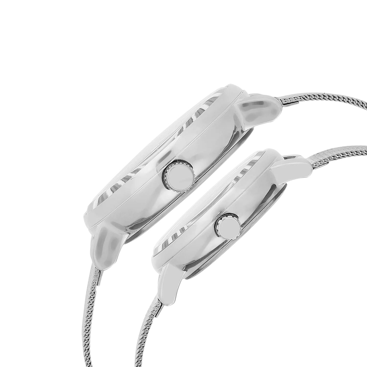 Fashion Couple Quartz Blue Dial Analog Stainless Steel Watch TW00PR323