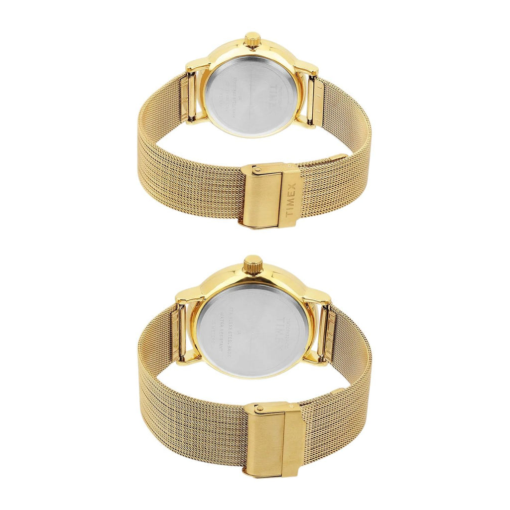 Fashion Couple Quartz Green Dial Analog Stainless Steel Watch TW00PR324