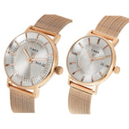Fashion Couple Quartz Silver Dial Analog Stainless Steel Watch TW00PR325