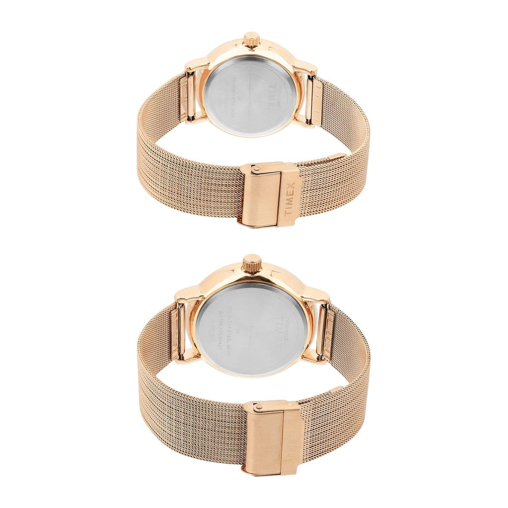 Fashion Couple Quartz Silver Dial Analog Stainless Steel Watch TW00PR325