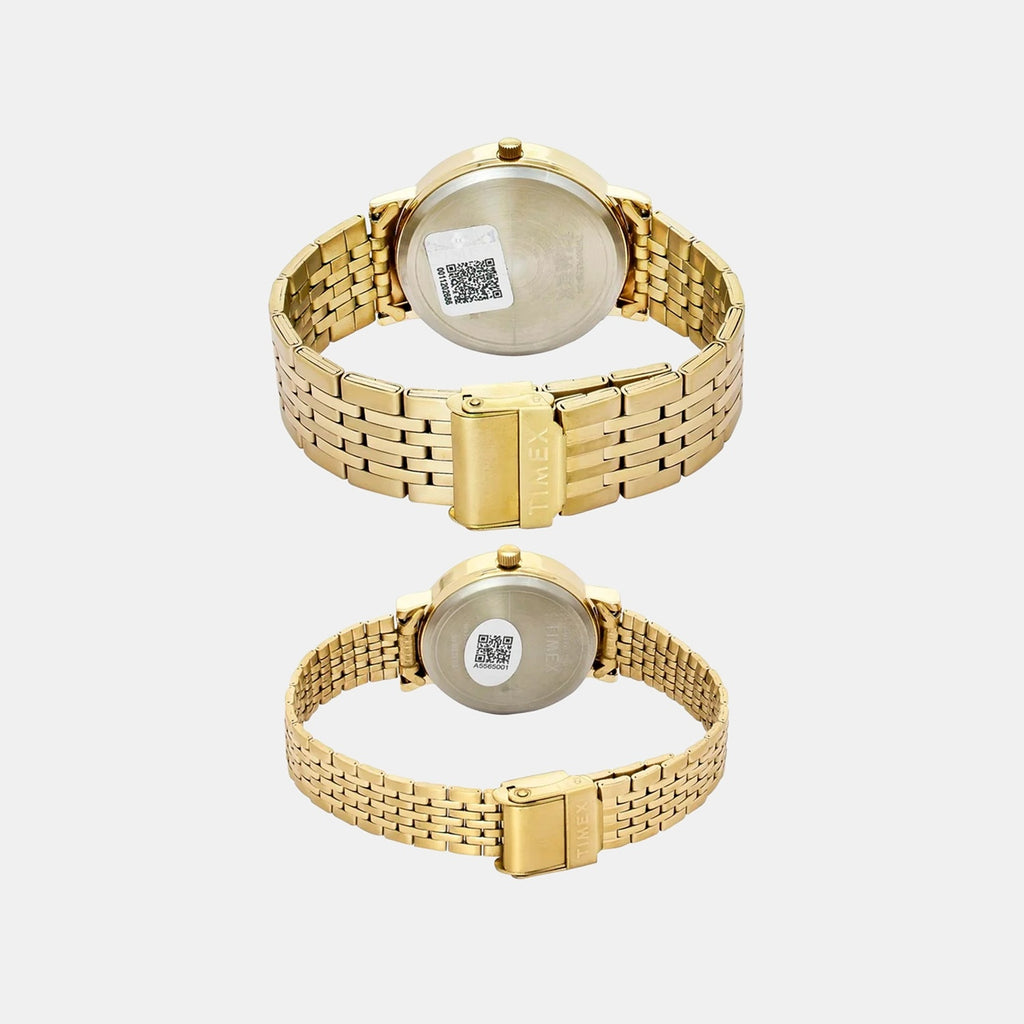 Fashion Couple Quartz Green Dial Analog Stainless Steel Watch TW00PR327