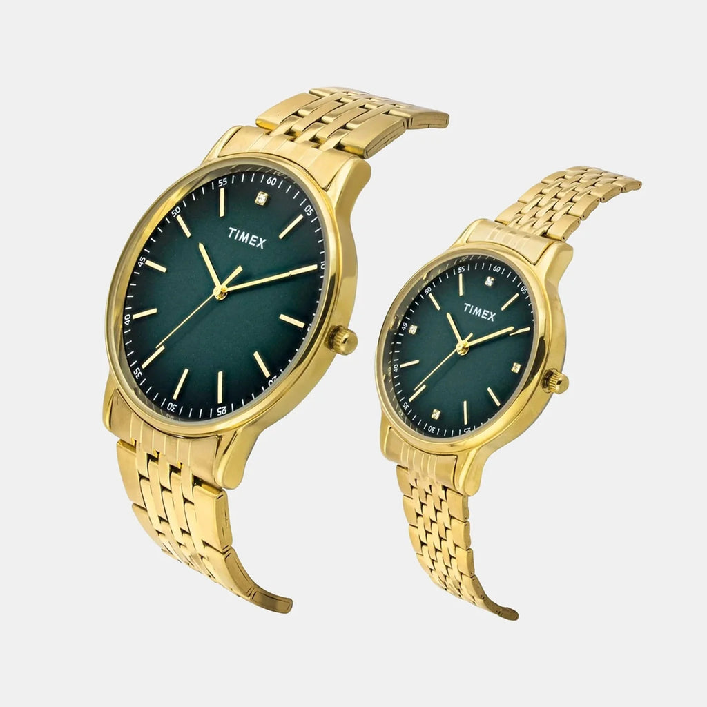 Trendline Couple Quartz Green Dial Analog Stainless Steel Watch TW00PR327