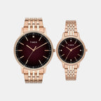 Fashion Couple Quartz Brown Dial Analog Stainless Steel Watch TW00PR328