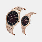 Fashion Couple Quartz Brown Dial Analog Stainless Steel Watch TW00PR328