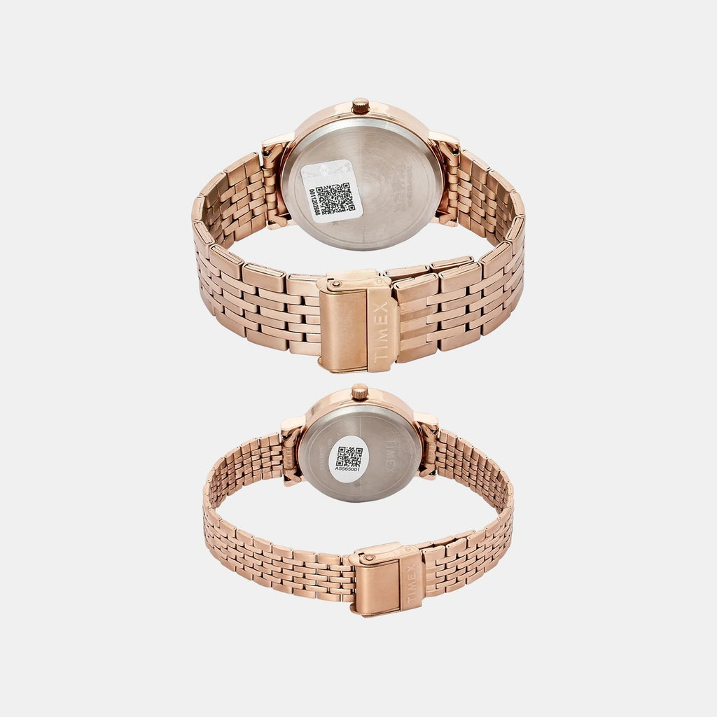 Fashion Couple Quartz Brown Dial Analog Stainless Steel Watch TW00PR328