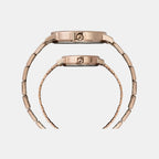 Fashion Couple Quartz Brown Dial Analog Stainless Steel Watch TW00PR328