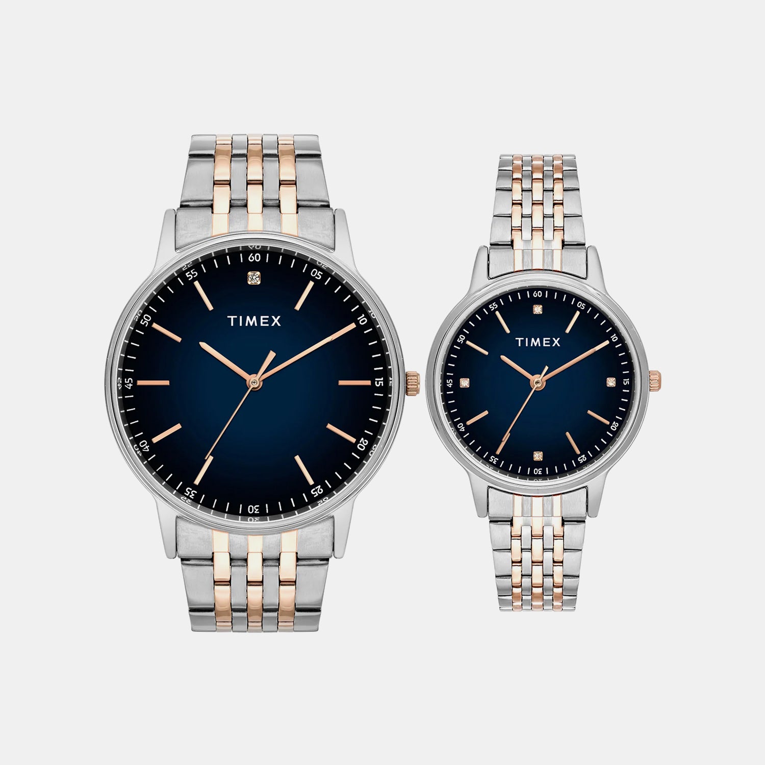 Fashion Couple Quartz Blue Dial Analog Stainless Steel Watch TW00PR330