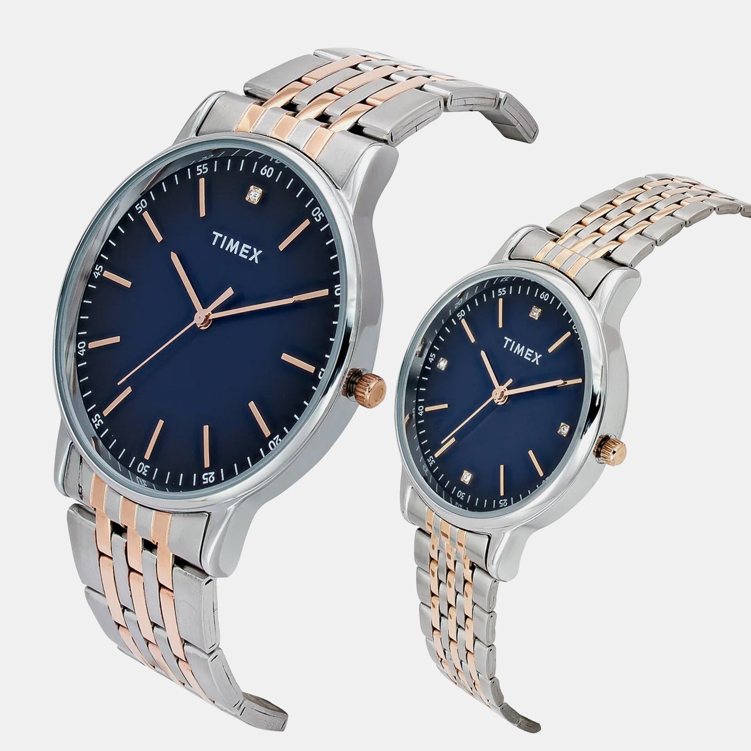 Fashion Couple Quartz Blue Dial Analog Stainless Steel Watch TW00PR330