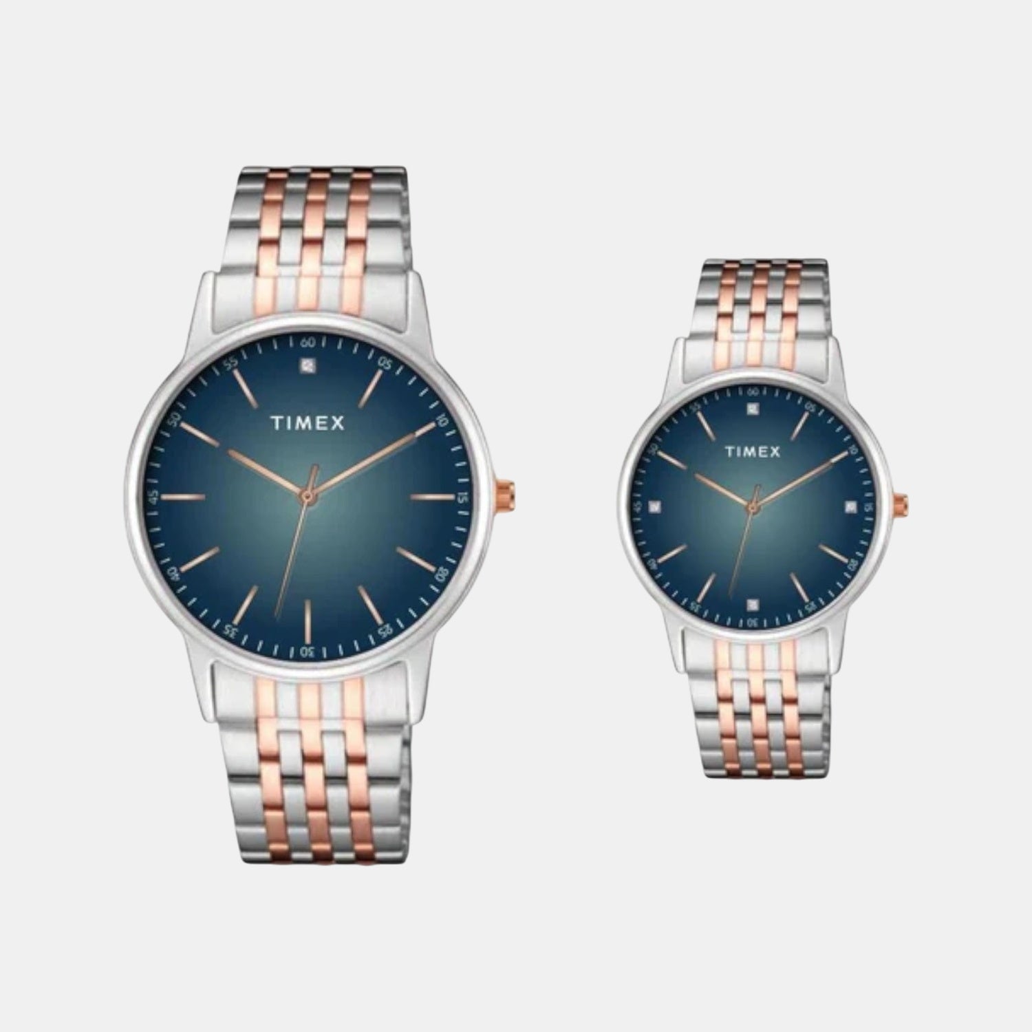 Fashion Couple Quartz Blue Dial Analog Stainless Steel Watch TW00PR330