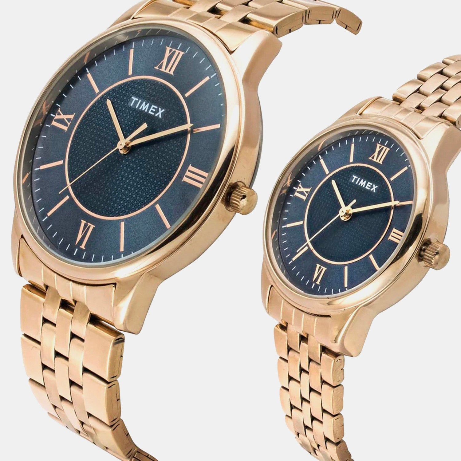Fashion Couple Quartz Blue Dial Analog Stainless Steel Watch TW00PR332