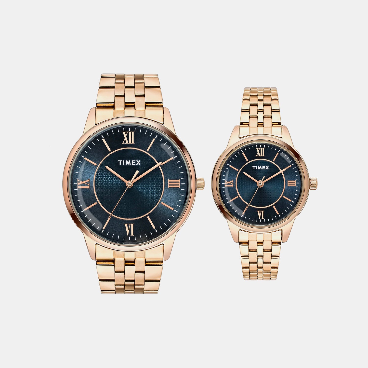 Fashion Couple Quartz Blue Dial Analog Stainless Steel Watch TW00PR332