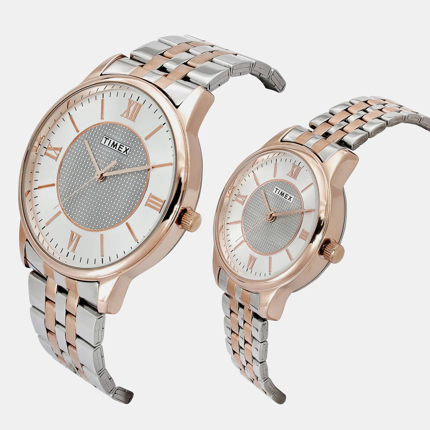 Fashion Couple Quartz Silver Dial Analog Stainless Steel Watch TW00PR334