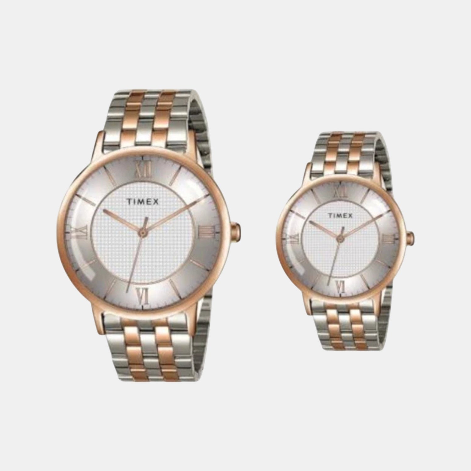 Fashion Couple Quartz Silver Dial Analog Stainless Steel Watch TW00PR334