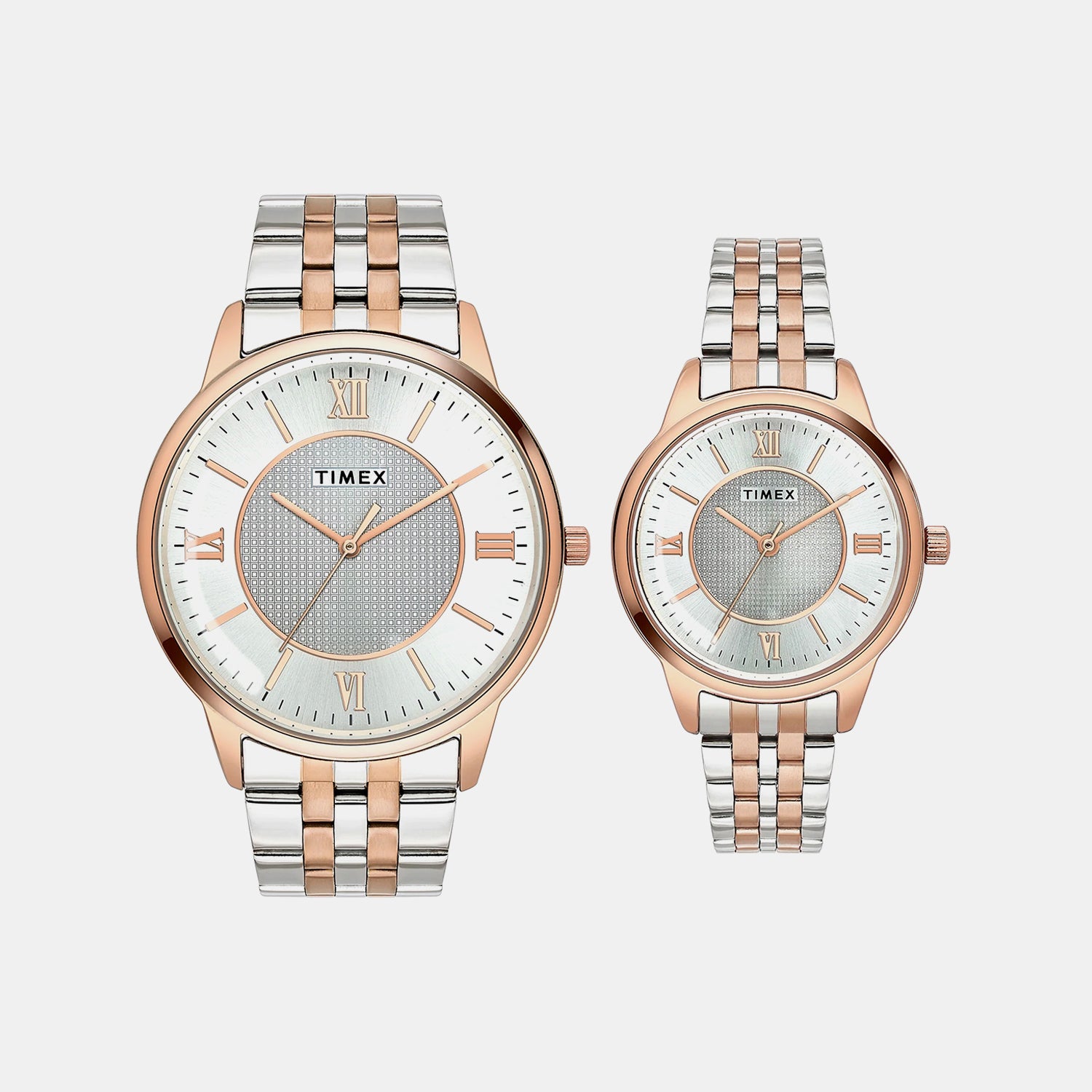 Fashion Couple Quartz Silver Dial Analog Stainless Steel Watch TW00PR334