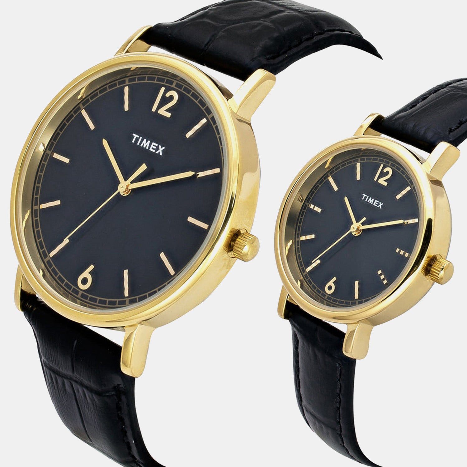 Fashion Couple Quartz Blue Dial Analog Leather Watch TW00PR335