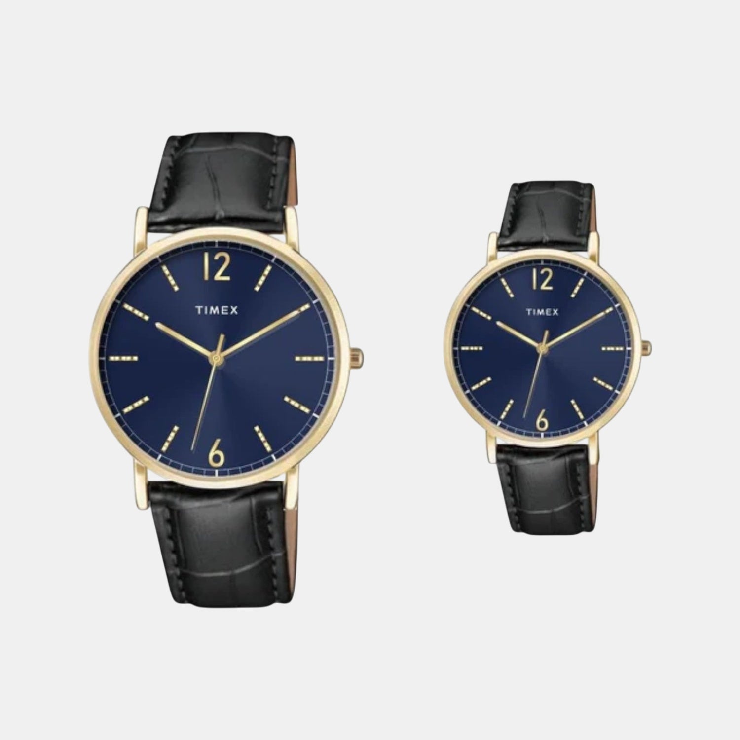 Fashion Couple Quartz Blue Dial Analog Leather Watch TW00PR335