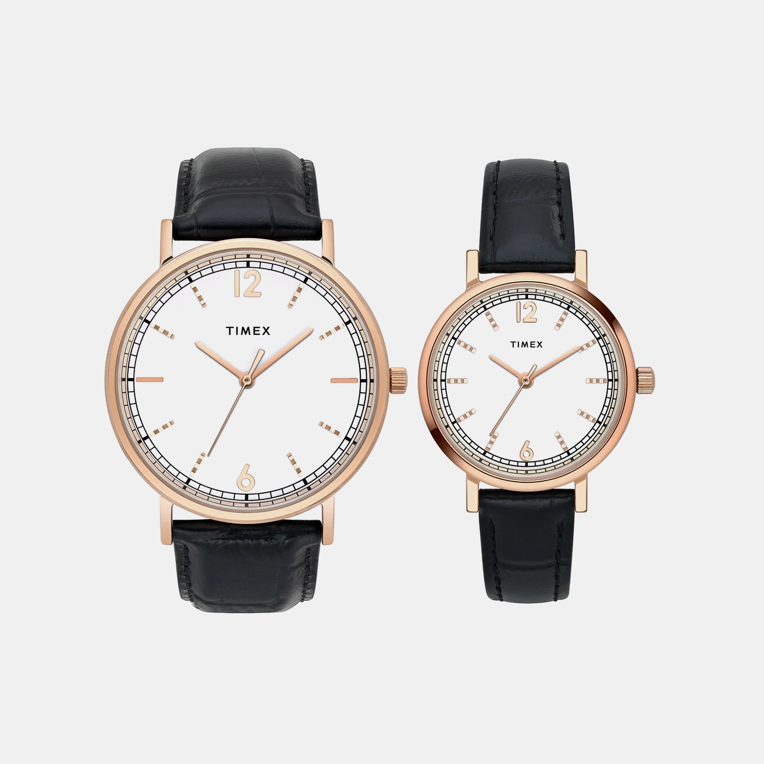 Fashion Couple Quartz White Dial Analog Leather Watch TW00PR336