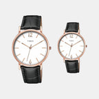 Fashion Couple Quartz White Dial Analog Leather Watch TW00PR336