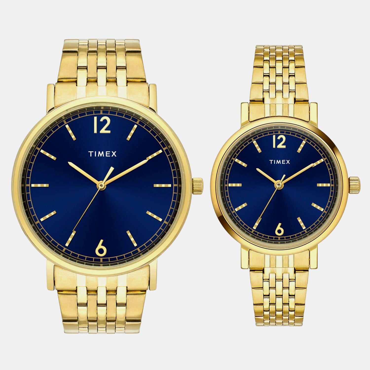Fashion Couple Quartz Blue Dial Analog Stainless Steel Watch TW00PR337