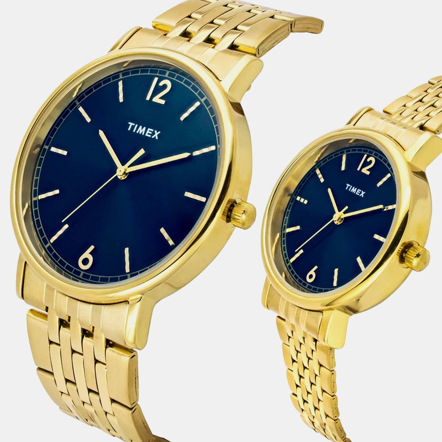 Fashion Couple Quartz Blue Dial Analog Stainless Steel Watch TW00PR337