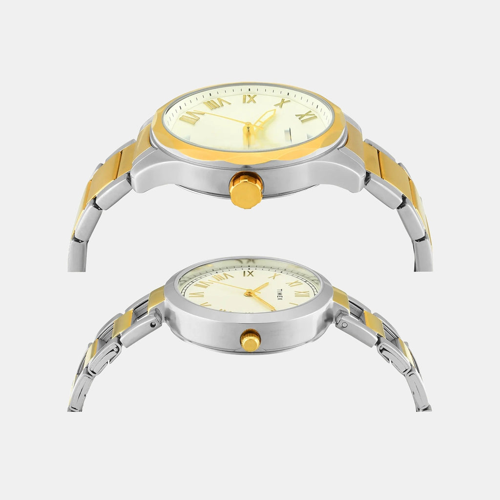 Trendline Couple Quartz Cream Dial Analog Stainless Steel Watch TW00PR341
