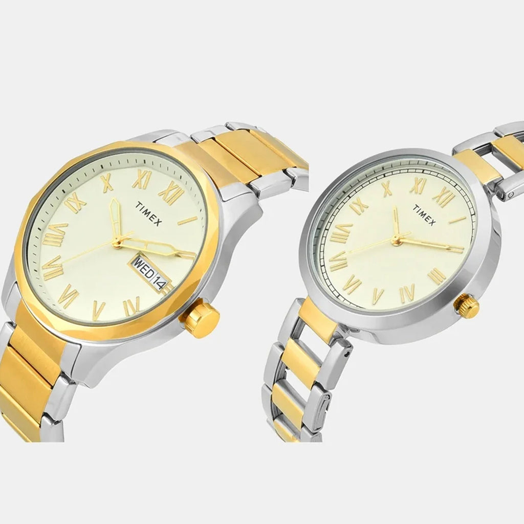 Trendline Couple Quartz Cream Dial Analog Stainless Steel Watch TW00PR341