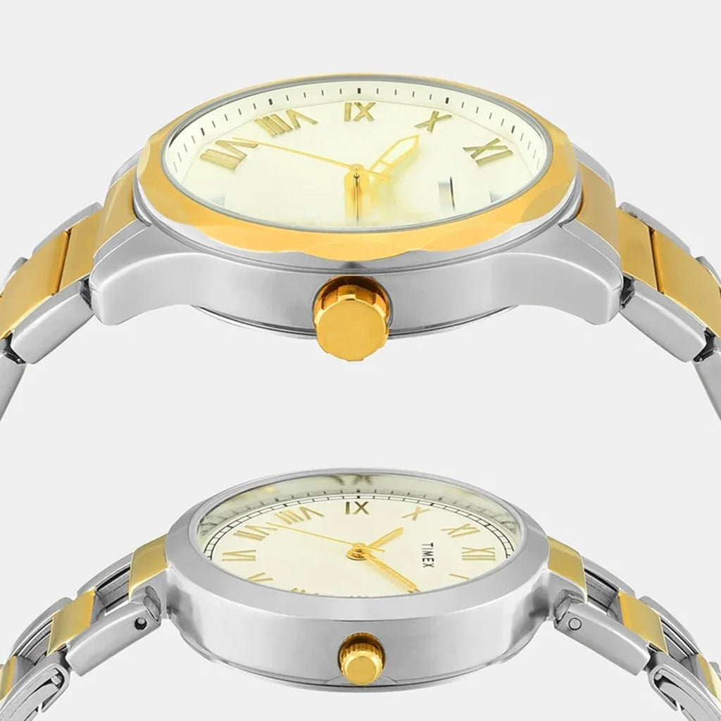 Trendline Couple Quartz Cream Dial Analog Stainless Steel Watch TW00PR341