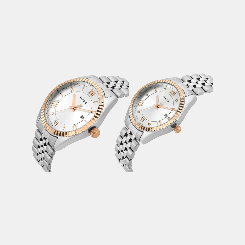 Trendline Couple Quartz Silver Dial Analog Stainless Steel Watch TW00PR343