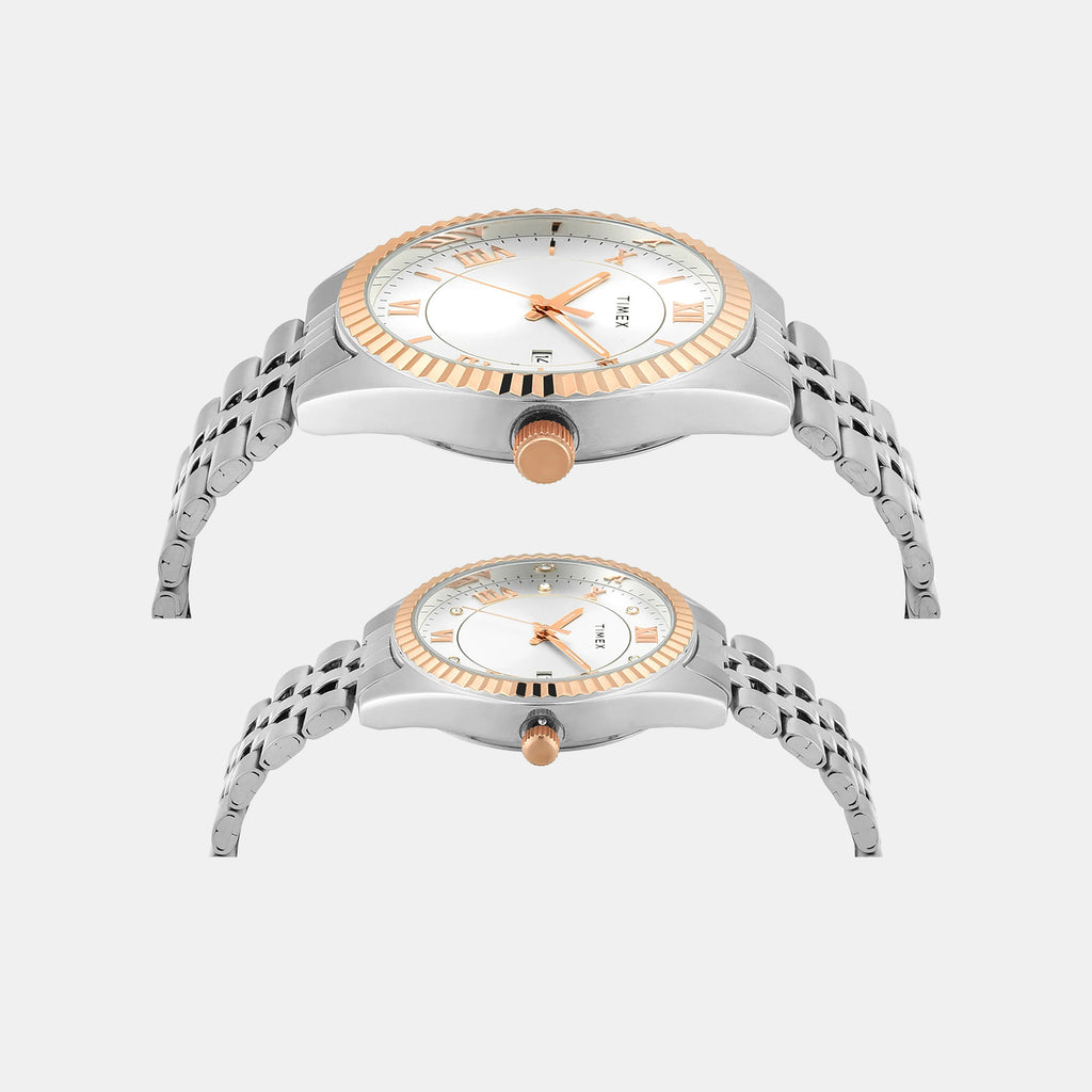 Trendline Couple Quartz Silver Dial Analog Stainless Steel Watch TW00PR343