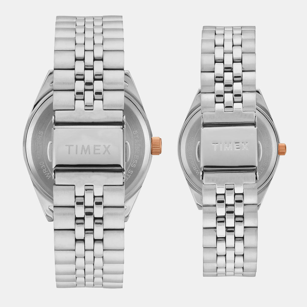 Trendline Couple Quartz Silver Dial Analog Stainless Steel Watch TW00PR343