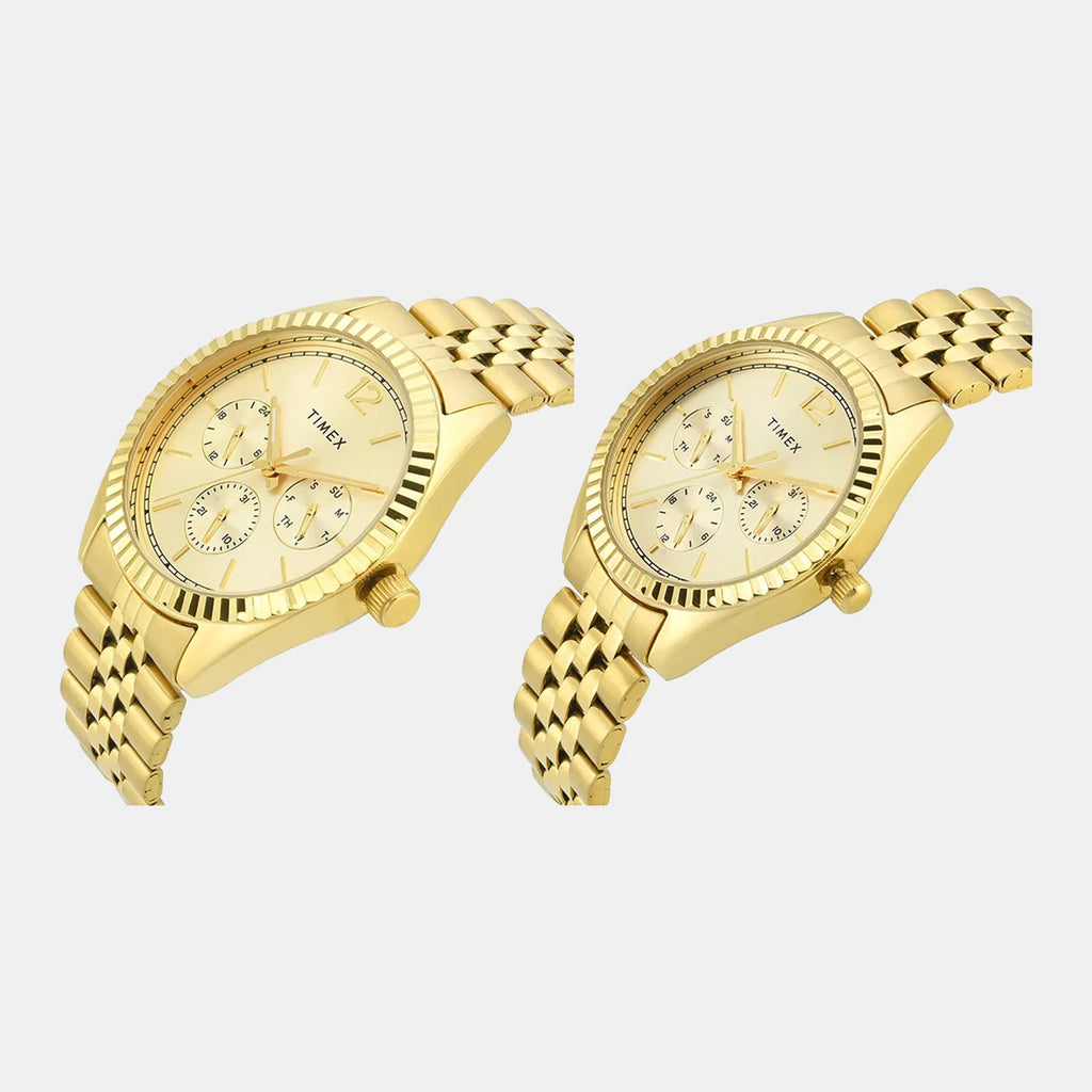 Trendline Couple Quartz champagne Dial Multi-Function Stainless Steel Watch TW00PR345
