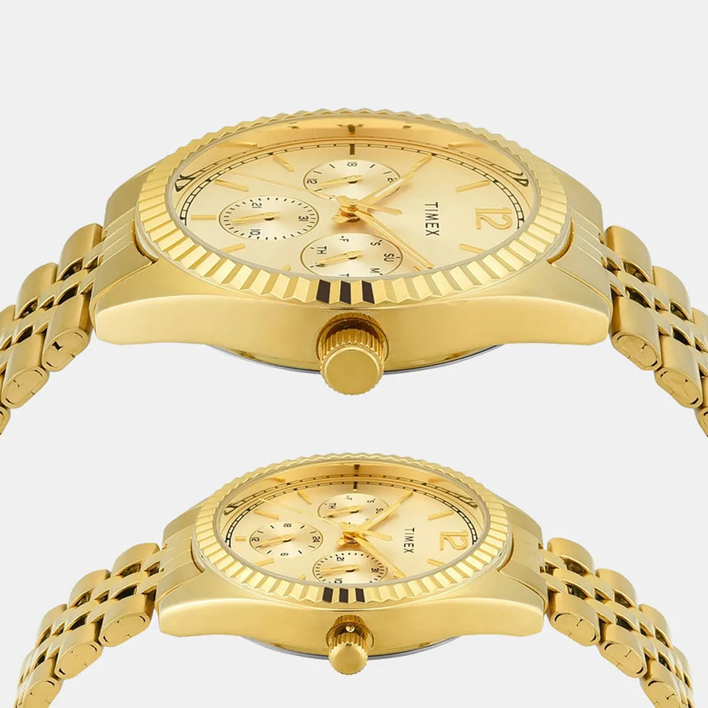 Trendline Couple Quartz champagne Dial Multi-Function Stainless Steel Watch TW00PR345