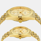 Trendline Couple Quartz champagne Dial Multi-Function Stainless Steel Watch TW00PR345
