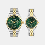 Trendline Couple Quartz Green Dial Multi-Function Stainless Steel Watch TW00PR347