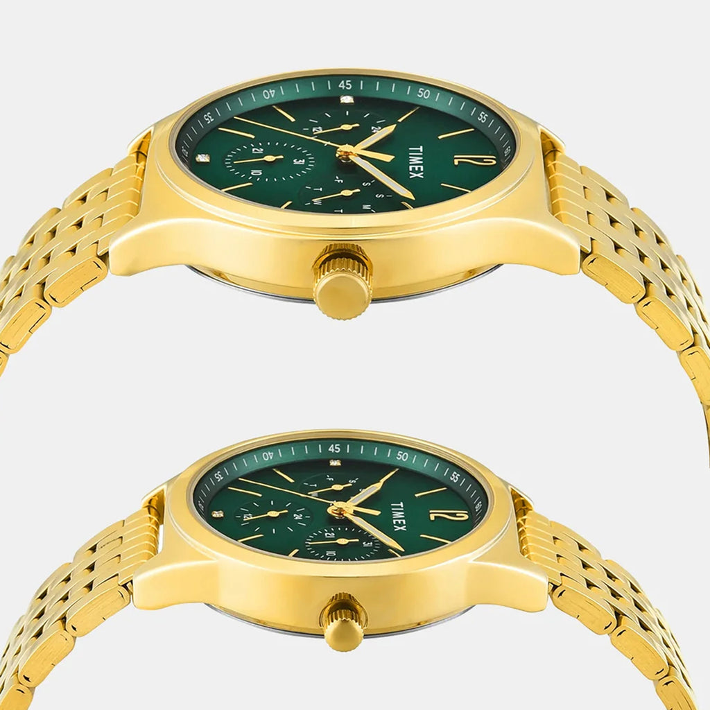Trendline Pair Quartz Dial Green Multi-Function Stainless Steel Watch TW00PR348